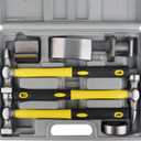 DAYUAN 7Pcs Auto Body Repair Kit, Craft Panel Beating Hammer and Dolly Set Hammer Dent Body Fender Tool