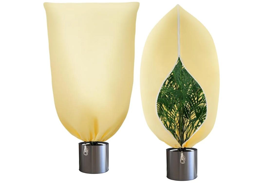 YEAJOIN 2 Pack Winter Plant Covers Freeze Protection, Thicker Frost Cloths Tree Covers with Zipper & Adjustable Drawstring, Antifreeze Protective Cover for Garden Shrub Plants, 78.7” x 94.5”