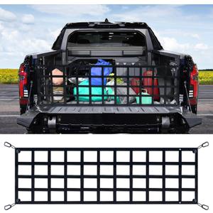 Tailgate Net for Pickup Truck Bed - Cargo Trucks Bed for Full Size Truck 60'' x 18'' (Black) - Mesh Tail gate Competible with Chevy, Ford, Tacoma, Toyota, Ram etc