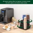 Coffee Cup Organizer for Countertop - Rotating Plastic Cup Holder 4 Compartments Black Acrylic Cup and Lid Holder for Coffee Bar Restaurant Breakroom Disposable Paper Coffee Cup Dispenser