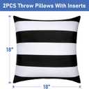 Pack of 2 18x18 Outdoor Pillows, Waterproof Throw Pillows with Inserts, Decorative Patio Pillows for Garden, Couch, Furniture, Sofa, Bed, Living Room(Black and White)