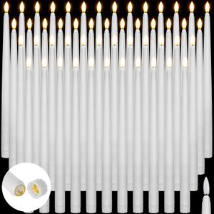 50 Pcs Flameless Taper Candles Battery Operated Bulk 12.4 Inch LED Flickering Flameless Candlesticks Realistic Candle Lights for Home Dinner Wedding Church Christmas Decor