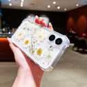Compatible with iPhone 16 Plus Case for Women,Cute Pressed Dried Real Flowers Design Clear Shockproof Phone case Cover for iPhone 16 Plus (White Flower)