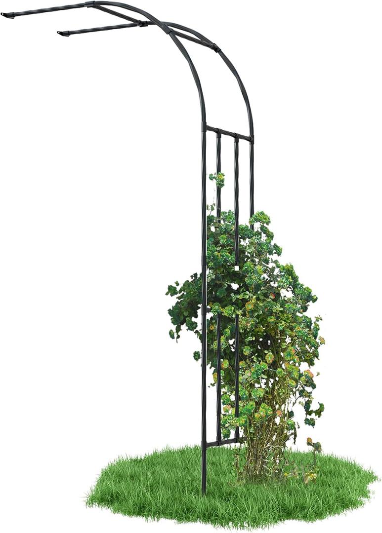 Half Garden Arch Trellis, Trellis Arch for Climbing Plants Outdoor, 7.9FT MetalGarden Arbor, Garden Trellises for Patio Lawn Backyard, Large Garden Archway Decoration Black 23.6" x 94.5in