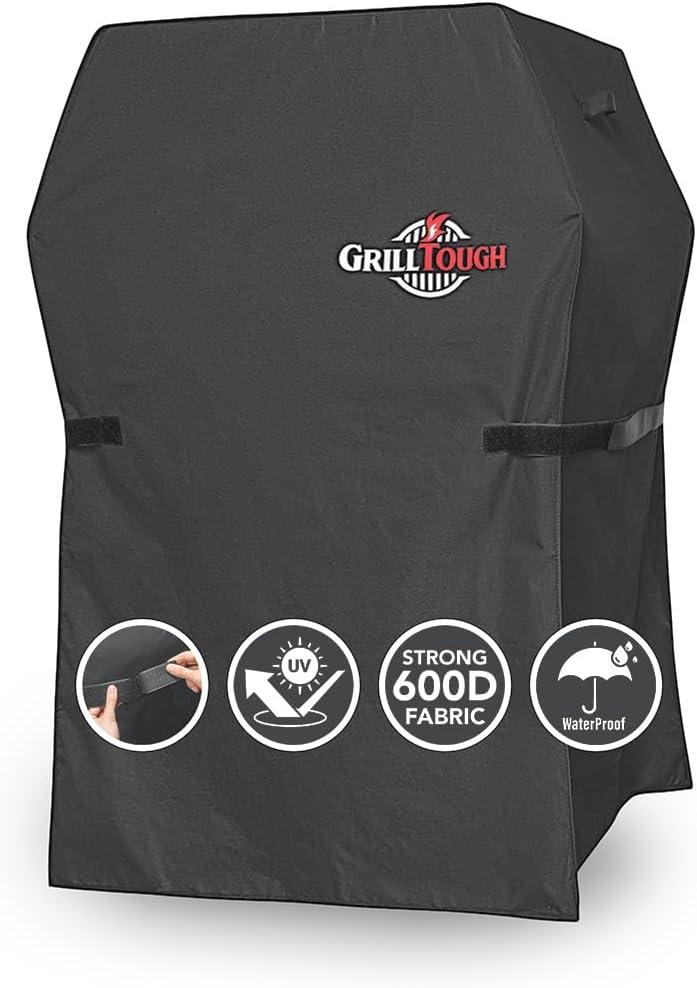 GrillTough Heavy Duty BBQ Grill Cover for Outdoor Grill, 30 Inch Waterproof, Weather Resistant, UV & Fade Resistant with Adjustable Straps Gas Grill Cover for Weber, Charbroil, etc. Charcoal