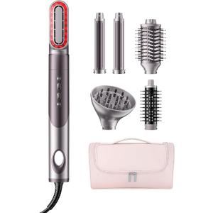 MESCOMB Infrared 6 in 1 Hot Air Styler Wrap - Dual Voltage Hair Dryer| Fast Drying & No Heat Damage, Professional Multi-Styler for Curling, Volumizing & Smooth Straightening (110V-240V) (Purple)