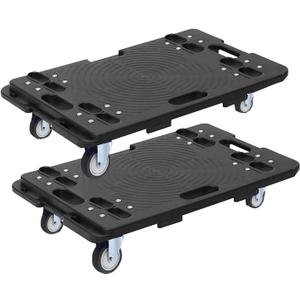 23.6 x 15.7 x 5.1in Furniture Movers Dolly with 4 Brakeable Wheels, 2 PCS Large Heavy Furniture Appliance Moving Pallets, 330 LB Capacity Splicable Multipurpose Portable Flat Dolly Cart (Black)