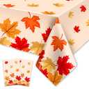 Thanksgiving Tablecloth, 2 Pack Fall Tablecloth 54" x 108" Disposable Thanksgiving Table Cloth Plastic Autumn TableCover Fall Table Decor for Dinner Home Kitchen Autumn Party Supplies