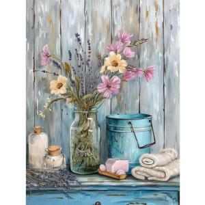 cupmod Rustic Flowers Paint by Numbers Kits for Adults - Flowers Paint by Number for Adults,Flower Paint by Number Canvas,DIY Oil Painting by Number Kits for Gifts Home Decor 16x20in