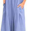 KIRUNDO Women 2025 Summer Maxi Dress Casual Loose Puff Sleeve Square Neck Maternity Flowy Long Beach Dresses with Pockets (Small, Blue)