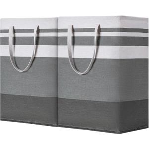 BOOMIBOO 2 Pack Large Laundry Basket, Waterproof Freestanding Laundry Hamper, Collapsible Clothes Basket with Easy Carry Handles in Laundry Room Bathroom Bedroom Dorm, Gradient Grey, 75L