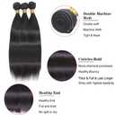 BilltiiWW Bundles Human Hair Straight Bundles Color 1B Natural Black Straight Human Hair Bundles 22 24 26 Inch Weave Soft and Silky for Women