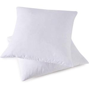 Throw Couch Pillows Inserts, Set of 2 Down Feather Pillows Inserts Bed and Cotton Cover, 18x18 Inches (White)