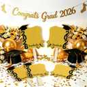 Graduation Face Fans with Handle Double Sided Custom Graduation Face Cutouts Fans on a Stick DIY Photo Frame for Class of 2026 Grad Photo Props Graduation Party Souvenirs Supplies(12 Pcs,Gold)