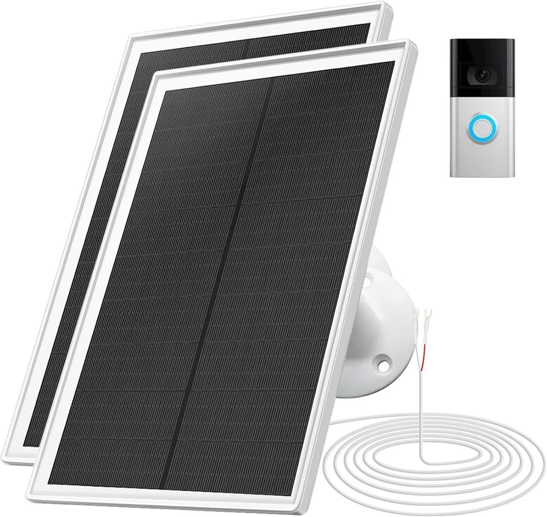 Solar Panel Charger for Ring doorbell Camera, Compatible with Ring Video Doorbell 3/3+/4, Battery Video Doorbell Plus, Not for Ring Video Doorbell 2, Waterproof, 6W Fast Charging (2Pack)