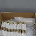 Goodluck 350 Piece Gold Plastic Dinnerware Set for Party, Clear Disposable Plates for 50 Guests, Include: 50 Dinner Plastic Plates, 50 Dessert Plates, 50 Pre Rolled Napkins with Cutlery Set, 50 Cups