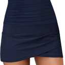 GRAPENT Skirt Bathing Suit Bottom Full Coverage Bikini Bottom Womens Swimwear Swim Bottoms for Women Full Coverage Swim Skort Navy Blue X-Large Size