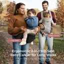 Momcozy Baby Carrier with Hip Seat, 2-in-1 Forward-Facing Carry for Long Walks, Detachable Hands-Free Infant Carrier up to 44lbs, All Seasons Toddler Carrier Fits Waist Sizes up to 45 Inches, Black