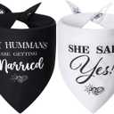 My Humans are Getting Married Dog Bandanas XLarge 2PCS, 4 Pattern Engagement Gift for Couples, Wedding Stuff, Bridal Shower Gifts, Engaged Decorations