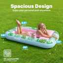 SLOOSH Inflatable Tanning Pool Lounger Float, 70" x 46" Pool Floats Adult with Pillow, 4 in 1 Suntan Tub Raft Floatie,Sunbathing Bed Lounge for Water Blow Up Kids Ball Pit Party Gifts, L-Cyan Pink