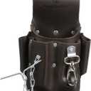 Southwire POUCH4 Leather Tool Pouch; 5 Pocket Pouch with Electrical Tape Chain; Fade Resistant; Durable Compartments; Washer Rivets; Includes Metal Tool Clip; Dark Brown