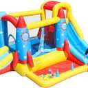 AirMyFun Inflatable Bounce House,Bouncy Castle with Air Blower,Play House with Ball Pit,Inflatable Kids Slide,Jumping Castle with Carry Bag(Rocket Theme)