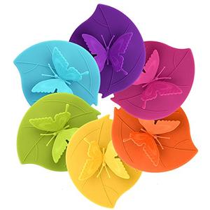 ME.FAN Silicone Cup Lids - Creative Butterfly Mug Cover - Anti-dust Airtight Seal Hot Cup Lids 12 Set in Bright Colors
