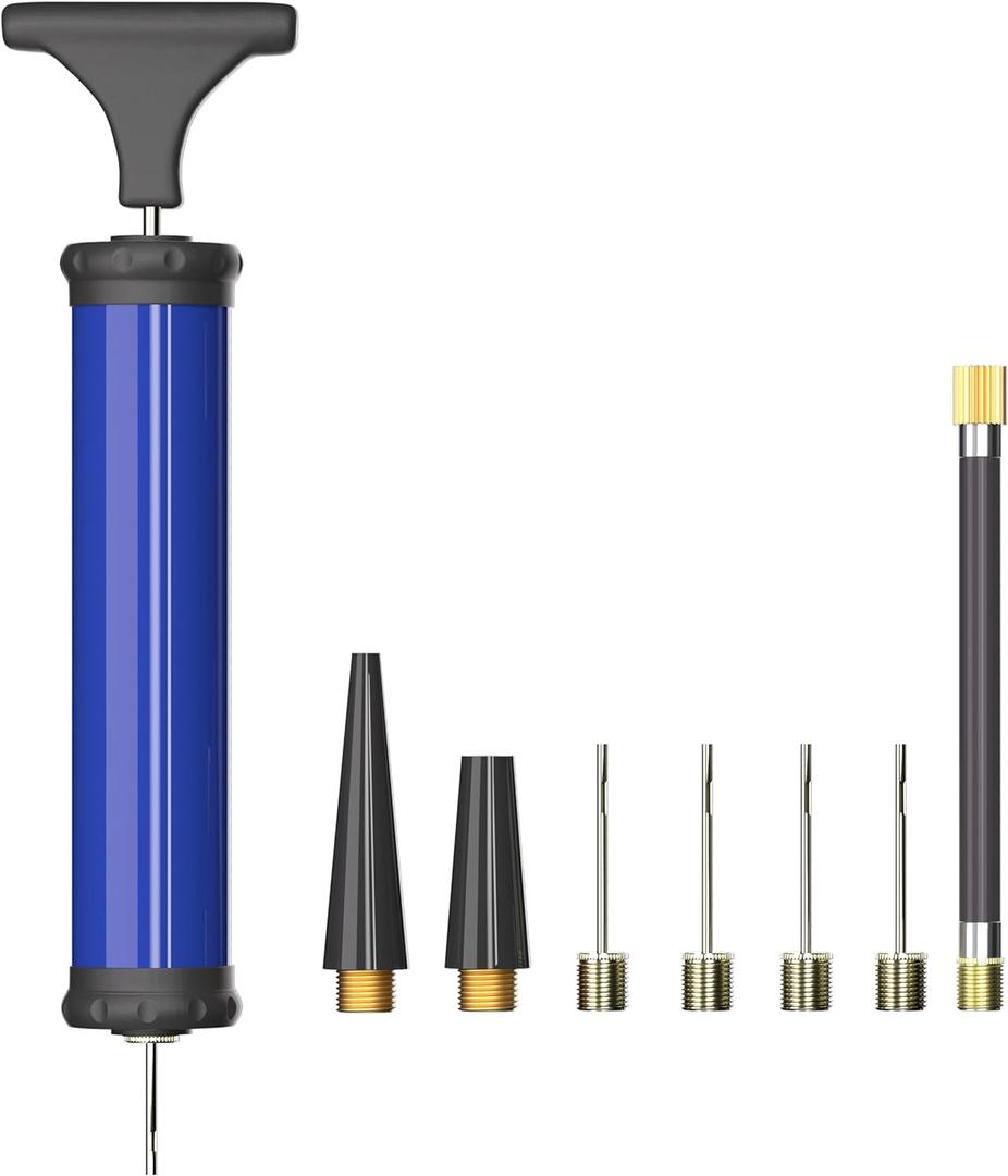 Portable Ball Pump, Air Pump with 4 Needles 2 Nozzle 1 Extension Hose Great for Basketball Football Volleyball Soccer