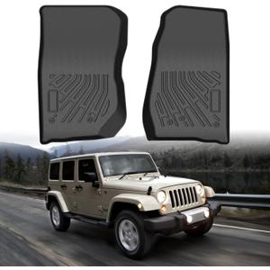 Cartist Floor Mats for Jeep Wrangler 2007-2018 JK 2-Door & JKU 4-Door, All Weather Front Row Floor Liners for Wrangler Accessories, Heavy Duty TPE Car Mats, Car Accessories
