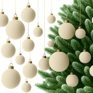 Foilswirl 36 Pcs Velvet Christmas Balls Bulk - Flocked Christmas Tree Ball Ornaments Hanging Decoration for Xmas Tree, Wreath, Home or Party Decorations, 2.36", 2.76", 3.15"(Cream White)