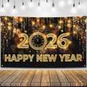 Katchon, Xtralarge Happy New Year Banner - 72x44 Inch | Happy New Year 2026 Banner for New Years Decorations 2026 | NYE Backdrop for New Years Eve Party Supplies 2026 | NYE Decorations 2026