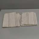 AELS 18x18 Decorative Farmhouse Linen Throw Pillow Covers, Boho Textured Pillow Case, Set of 2, Beige with White & Brown Stitch Yarn Dyed Stripe Cushion Cover for Sofa Couch Living Room (Cover ONLY)