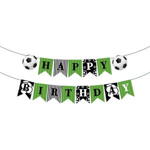 5 x Soccer Happy Birthday Banner, Football Theme Party Decoration for Boys, Girls, Kids, Baby Shower, Green and Black