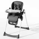 High Chair, Foldable High Chairs for Babies and Toddlers with Removable Tray, Height Adjustable Feeding Chair, Adjustable Backrest and Footrest, Black