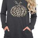 Halloween Shirts Womens Long Sleeve with Pockets, Pumpkin Skull Graphic Tops Fall Fashion Crew Neck T-Shirt Casual (XL)