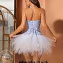 SZIVYSHI Corset Tops for Women, Bustier Shapewear Lingerie, Lace Waist Push Up Bodysuit (Blue, XXXL)