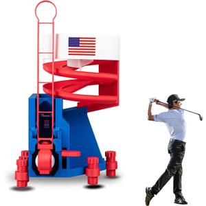 Golf Ball Dispenser, Golf Ball Launcher Pro, Automatic Golf Ball Dispenser & Launcher Pro, High-Capacity Hands-Free Practice Machine(Red+White+Blue)
