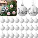 Wettarn 48 Pcs 2.36 Inch Christmas White Ball Ornaments with Lid Rope Matte and Shiny Blank Ornaments Set for Xmas Tree Decoration, DIY Crafts Holiday Party Decoration