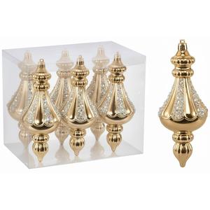 RoseCraft Christmas Ornaments Set, 5.9Inch Plastic Shatterproof Christmas Ball Hanging Ornaments for Xmas Tree Decorations, for Indoor Home Thanksgiving Party Decor - 6Pcs / Champagne.