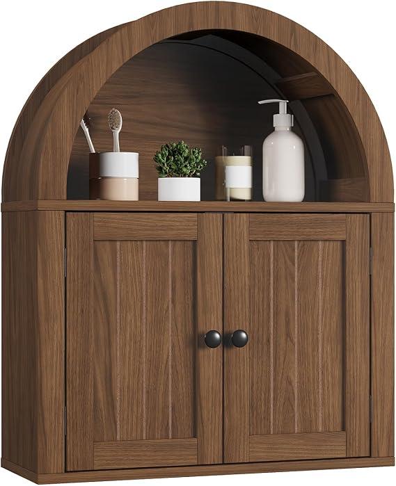 ChooChoo Arched Wall Cabinet, Double Door Medicine Cabinet with Shelf Bathroom Cabinet Wall Mount, Wooden Over The Toilet Storage Cabinet for Kitchen, Living Room, Walnut, 
Product Dimensions	8.27"D x 22.44"W x 27.76"H