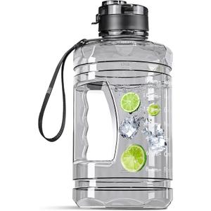 Large Water Bottle with Motivational Time Marker, 74oz Water Jug with Handle Leak-Proof, Clear Sport half gallon water Bottle for Gym Camping Workout Outdoors