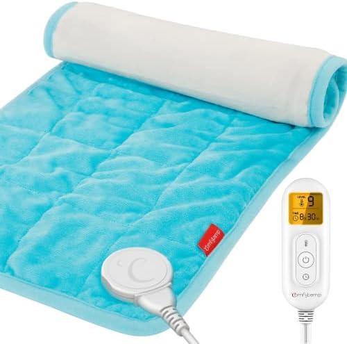 Comfytemp Weighted Heating Pad for Period & Back, FSA XL Heat Pad, 12"x24" | 2.2lb Large Electric Heated Pad for Neck Shoulder Leg Abdomen, 9 Heat Level & 11 Timers, Birthday Gifts for Women Men, Blue