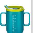 VOPHIA Senior Water Cup Sippy Cups for Elderly, Safe Silicone Spill Proof Cups with 2 Handles Straw and Lid for Adults for Hospital Patients, Elderly, Pregnant, and Disabled (Blue-1 Pack)