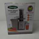 Omega Centrifugal Juicer with Extra Large Chute High Speed Extractor For Fruits and Vegetables, Features 2 Speeds Stainless Steel Filter and Large Pulp Container, 1000-Watts, Silver