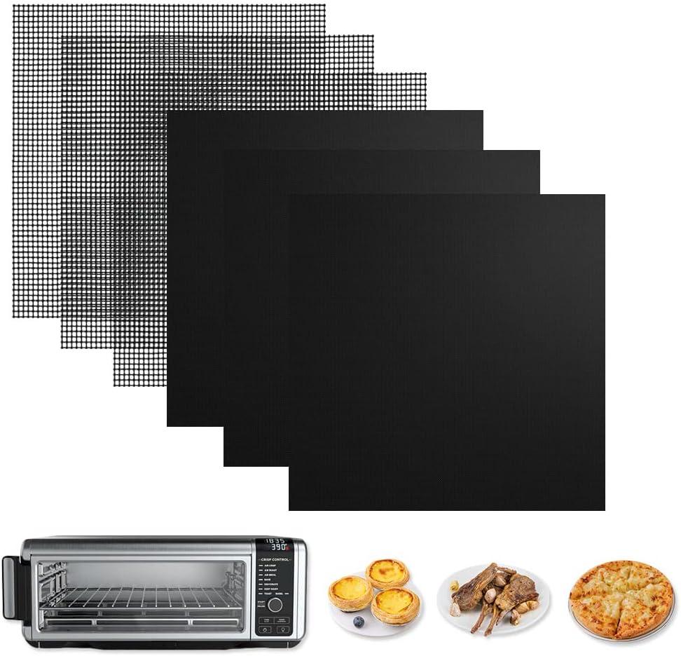 for Ninja Foodi Reusable Air Fryer Liners 12x12inch Non-StickBottom of Toaster Oven Mat,3x Liners + 3x Mesh Sheets, Baking/Microwave/Grill,450F,Pre-Cut Square for SP101/SP201/SP301/SP351