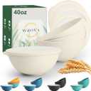 Wrova Wheat Straw Bowls with Lids Set of 4, Unbreakable Cereal Bowls 40oz, Microwavable Salad Container for Lunch Alternative to Plastic Bowl, Dishwasher Safe Bowl for Kitchen & Outdoor-Beige