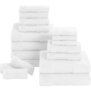 Modern Threads Air Cloud 18-Piece Towel Set - 100% Zero-Twist Cotton, 500 GSM, Quick Dry & Plush, White, 18 Pcs Towel Set