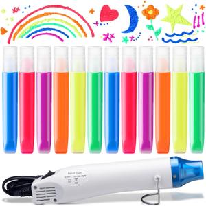 Halloscume 12 Pcs DIY Bubble Magic Puffy Neon Gel Pens Personalized Art Pen Popcorn 3D Markers Foam Sensory Paint Pens for Creative Gift Birthday Cards Holiday Family Party