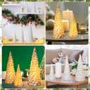 Set of 3 White Ceramic Christmas Trees That Light up Glitter LED Small Christmas Tree Porcelain Tabletop Light up Xmas Figurines Modern Decor Battery Operated for Home Indoor Xmas Gift Party