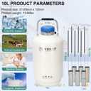 Magula 10l Liquid Nitrogen Container, Ln2 Liquid Nitrogen Dewar,Aluminum Alloy Liquid Nitrogen Tank With 6 Canisters (10l)